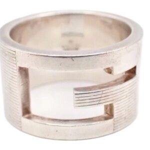Gucci 925 Sterling Silver Logo Ring – Size 6.5 – Authenticated